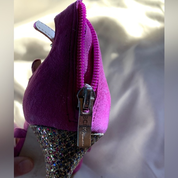 BCBGeneration Pink/Magenta With Multi-Colored Glitter High Heels. Sz 6/36 - Picture 4 of 7